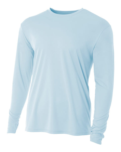 A4 Youth Cooling Performance Long Sleeve Crew (N3165), Color 'Pastel Blue'